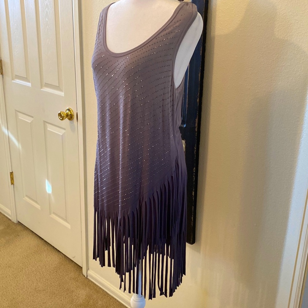 Vocal Brand Festival Ready Fringe Tunic in Grey Hombre